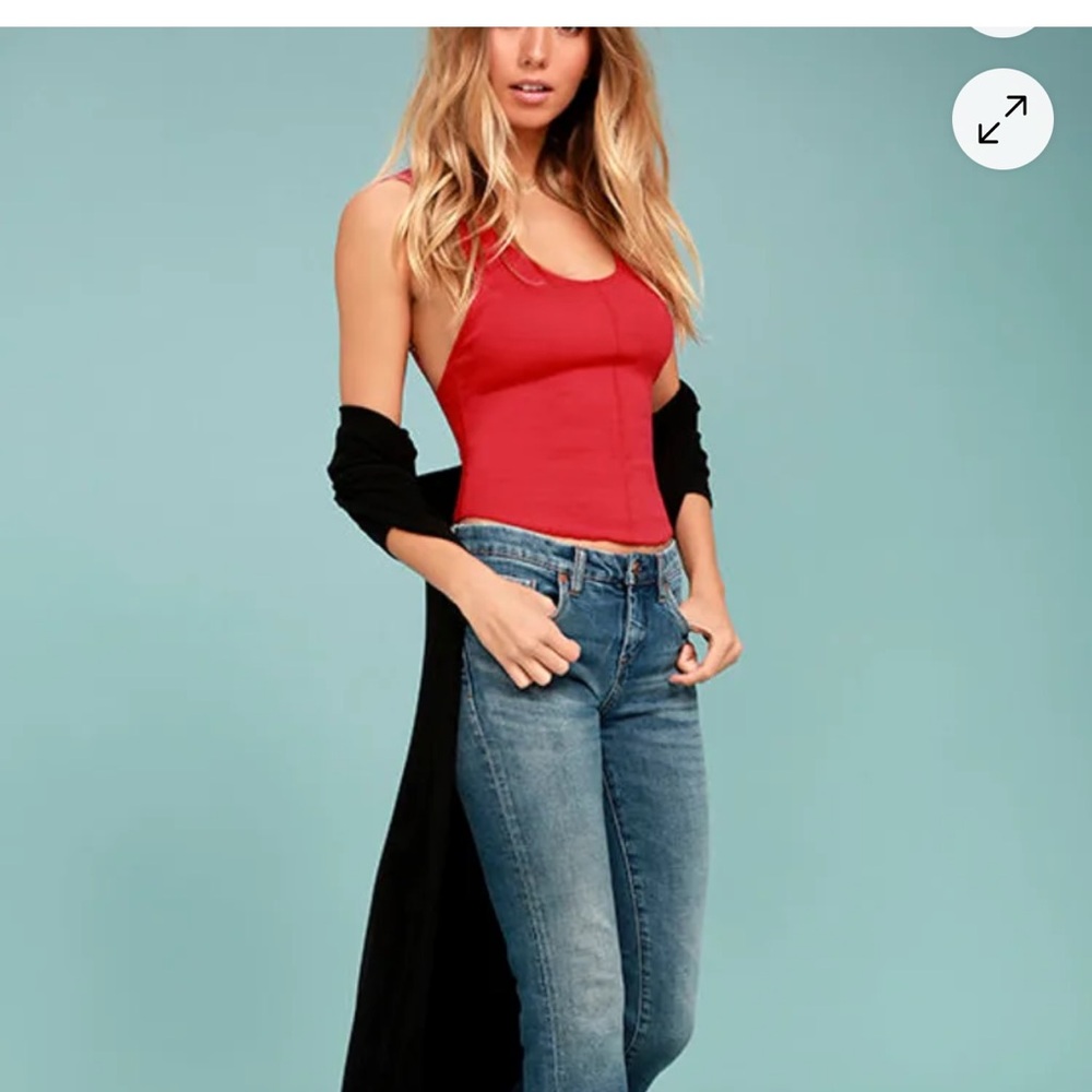 Red Hot! NWT Free People Flipside Cami Tank Red Lace- Sz. MED - Picture 3 of 10